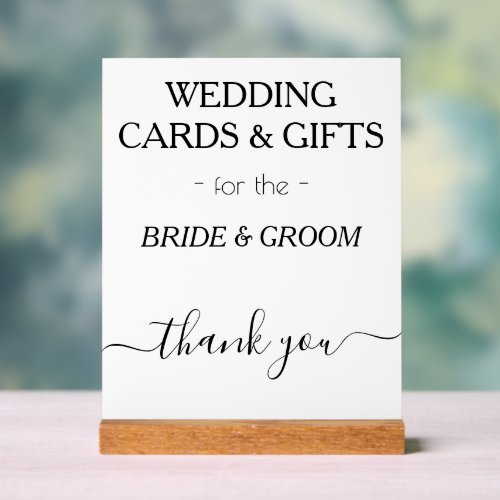 Wedding Cards Gifts White Black Typography  Acrylic Sign