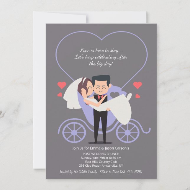 Wedding Carriage Grey Post Wedding Brunch Invitation (Front)