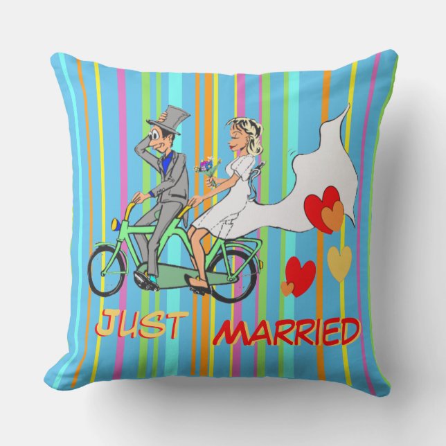 Wedding Cartoon Stripes Pattern Throw Pillow (Front)