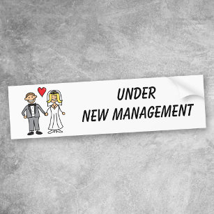 Wedding Cartoon - Under New Management Bumper Sticker