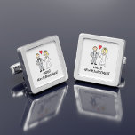 Wedding Cartoon - Under New Management Cufflinks<br><div class="desc">A cute cartoon of a newlywed couple captioned 'under new management'. Is it the bride or groom that wears the trousers in the marriage? Great for a wedding gift.</div>