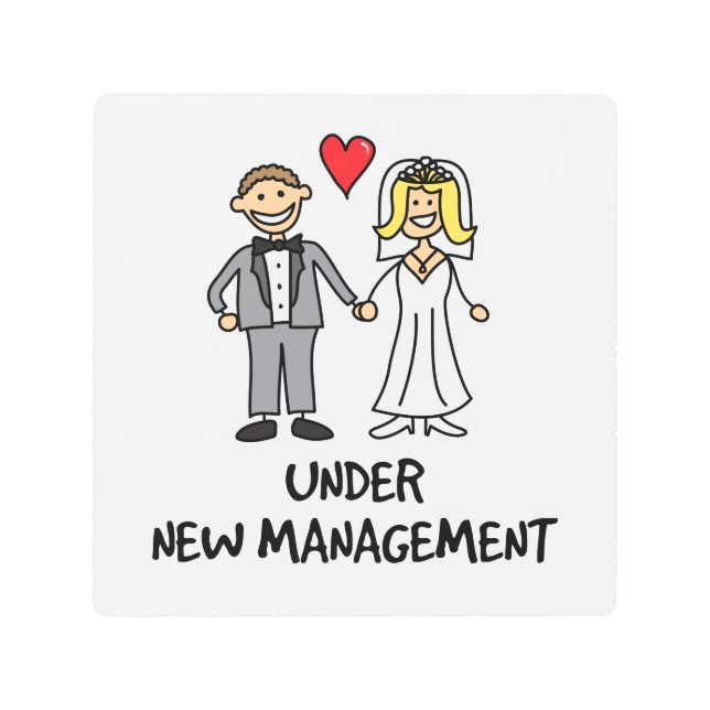 Wedding Cartoon - Under New Management Metal Print (Front)