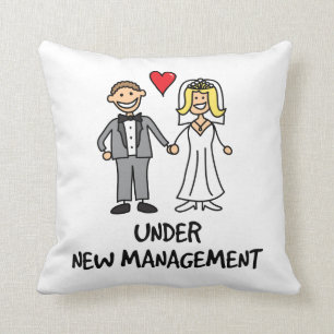 Wedding Cartoon - Under New Management Throw Pillow