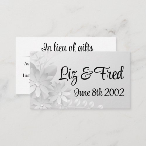 Wedding Cash Request 3D Simple Flower Enclosure Card