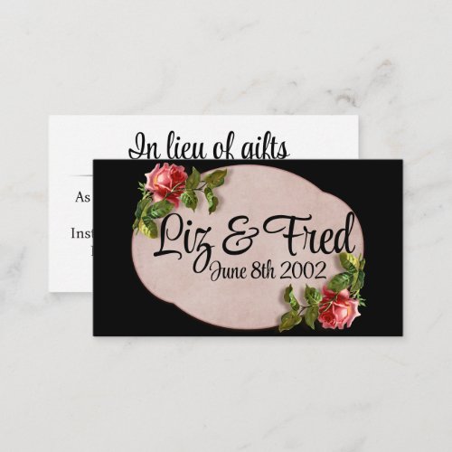 Wedding Cash Request Black and Roses Enclosure Card