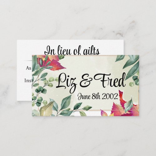 Wedding Cash Request Botanical Floral Enclosure Card