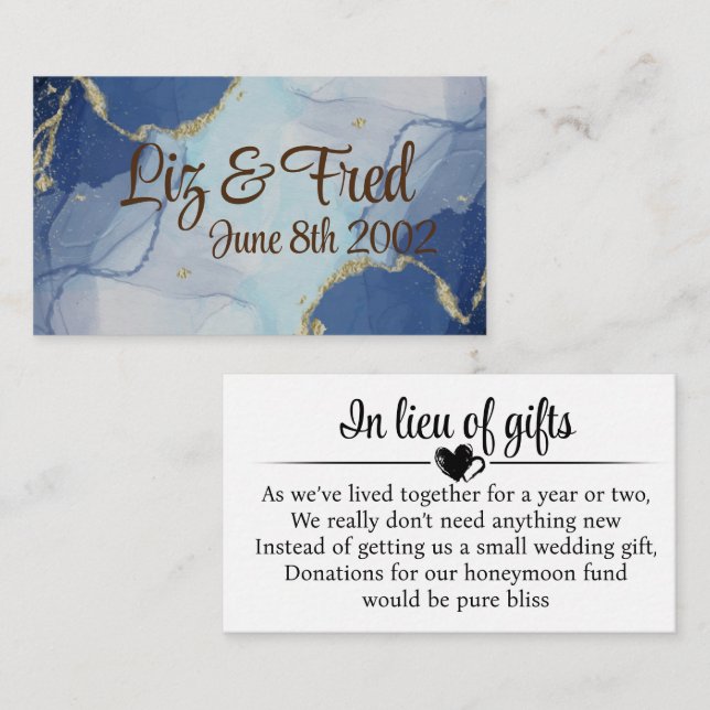 Wedding Cash Request Enclosure Card (Front/Back)