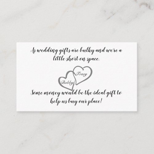 Wedding Cash Request Enclosure Card