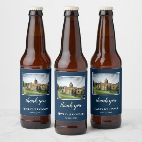 Wedding Castle Howard York England Watercolor Beer Bottle Label