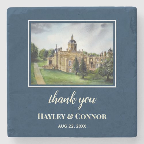 Wedding Castle Howard York England Watercolor Stone Coaster