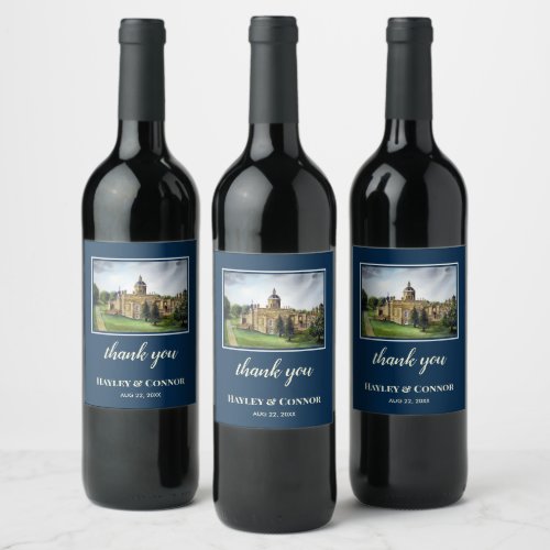 Wedding Castle Howard York England Watercolor Wine Label