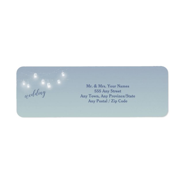 Wedding Casual Theme Soft Blue and White Label (Front)