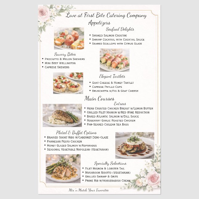 Wedding Catering Company | Menu (Front)