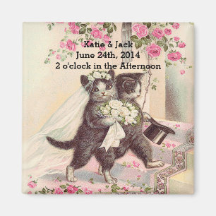 Wedding Cats Bride and Groom Magnet