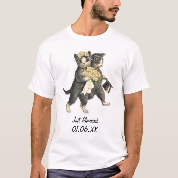 Wedding Cats - Just Married Customize T-shirt by SpiceTree_Weddings at Zazzle