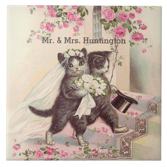 Wedding Cats with Customizable Name Tile (Front)
