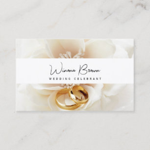 Wedding Celebrant beige floral Business Card
