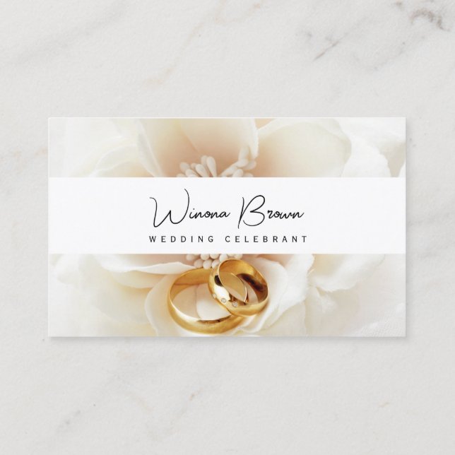 Wedding Celebrant beige floral Business Card (Back)