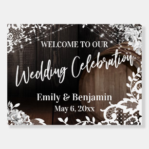 Wedding Celebration Barrel, Lights, Lace & Flowers Foam Board