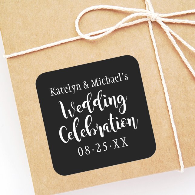 Wedding Celebration Black and White Square Sticker (Creator Uploaded)