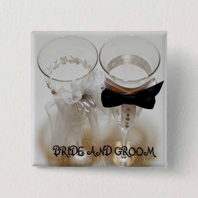 Wedding Celebration Glasses Pinback Button (Front)