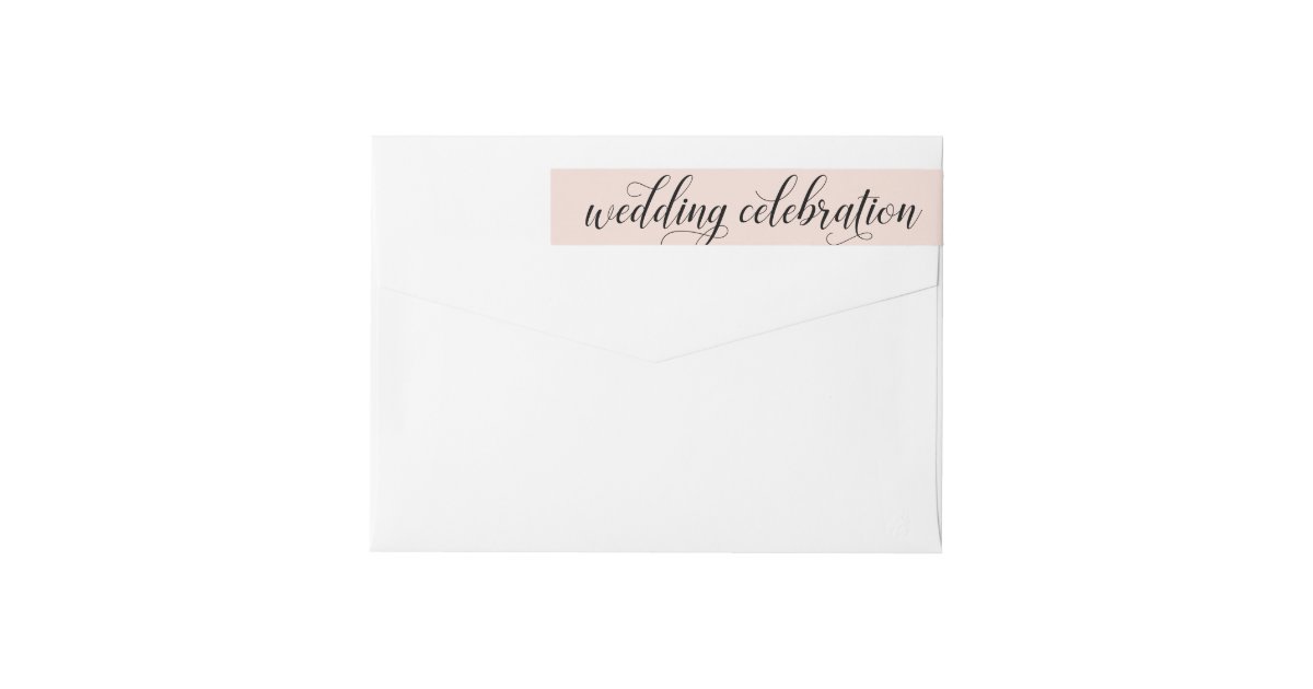 Wedding Celebration Modern Blush and Black Wrap Around Label | Zazzle