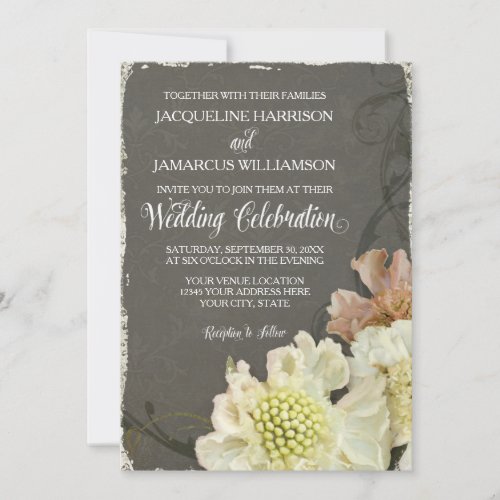 Wedding Celebration Modern Painterly Fall Floral Invitation