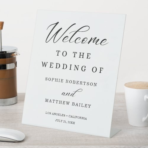 Wedding Celebration Modern Script Welcome Pedestal Sign