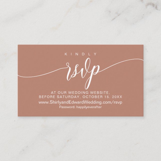 Wedding Celebration Online RSVP, Modern  Enclosure Card (Front)