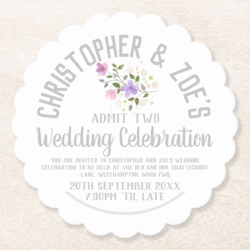 Wedding Celebration Party Invitation Ticket Paper Coaster
