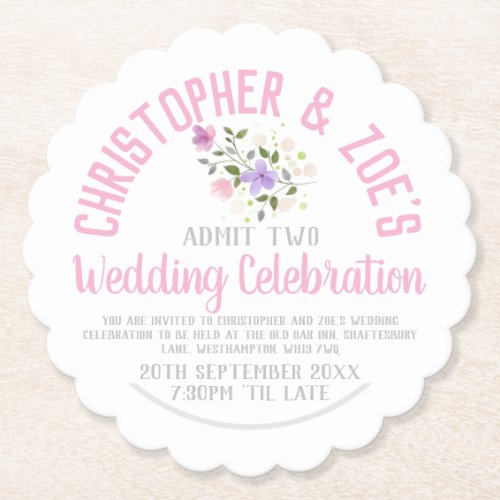 Wedding Celebration Party Invitation Ticket Paper  Paper Coaster