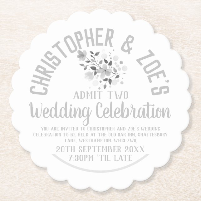 Wedding Celebration Party Invitation Ticket Paper  Paper Coaster (Front)