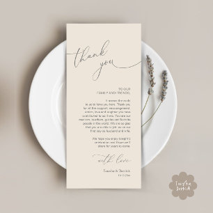 Wedding Celebration Place Setting Thank You Card