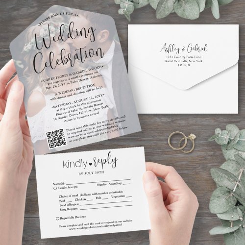 Wedding Celebration QR Code  Photo All In One Invitation
