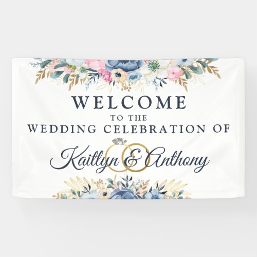 Wedding Celebration Watercolor Floral Welcome Banner