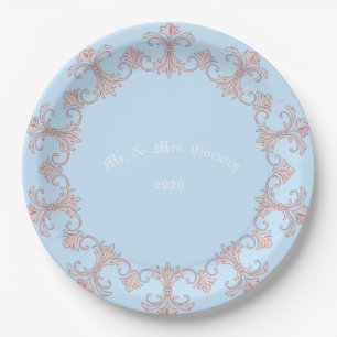 Wedding Celebrations Blue Personalize Paper Plates