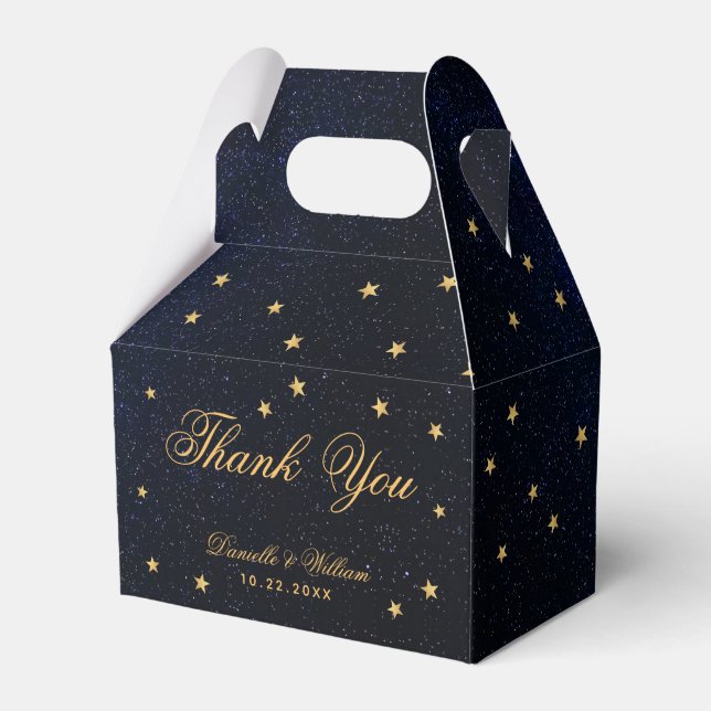 Wedding Celestial Blue Starry Night Thank You  Favor Boxes (Front Side)
