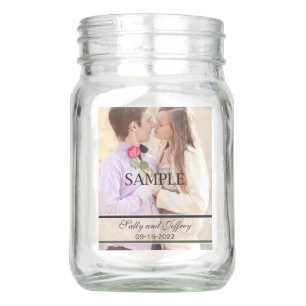 Wedding Centerpieces with Photo 2 sides Mason Jar