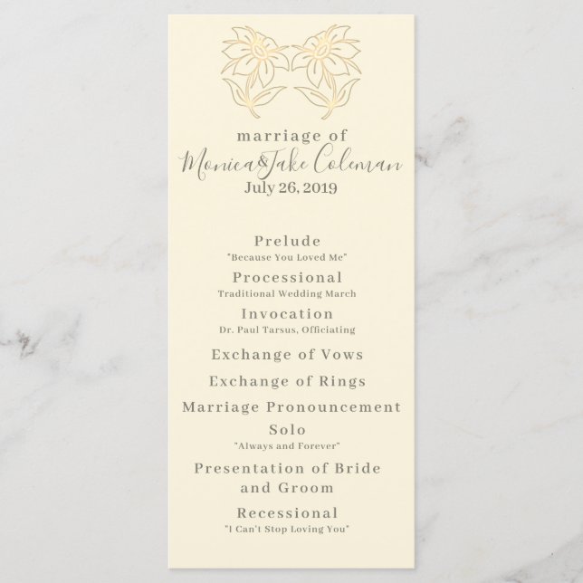 Wedding Ceremony | Classic Itinerary Program (Front)