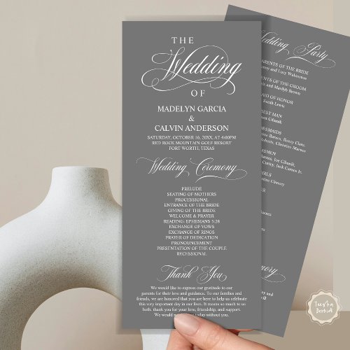 Wedding Ceremony Classy Elegance Dark Grey Program