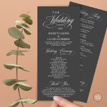 Wedding Ceremony, Classy Elegance Dark Grey Program<br><div class="desc">Elegant Classy, Wedding Ceremony Program in 4x9 inches (long) card. It is designed with scroll accent that can be personalised with custom/ personalised text for your bridal party, ceremony details, memorial notes and thank you message. If you are looking for other program card types and sizes, please search through our...</div>