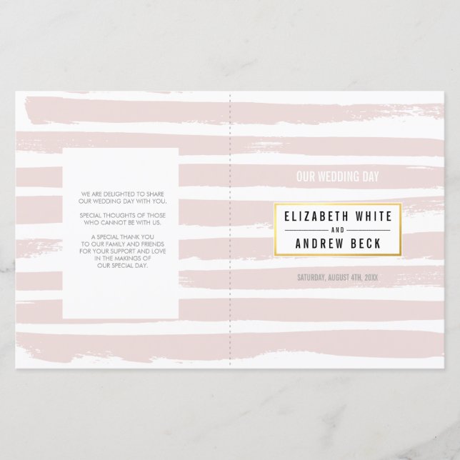 WEDDING CEREMONY cute pale pink brush strokes (Front)