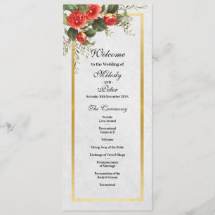 Wedding Ceremony Details Christmas Menu Red Gold
