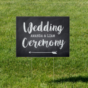 Wedding ceremony direction sign