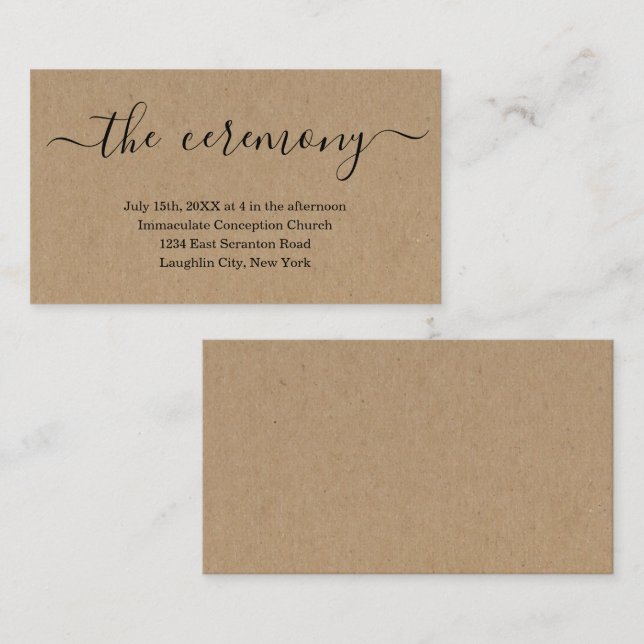 Wedding Ceremony Enclosure Card - Simple (Front/Back)