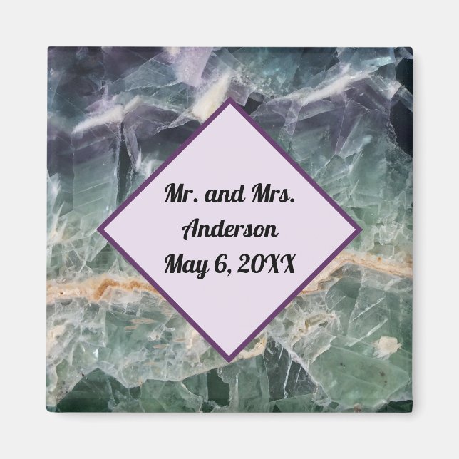 Wedding Ceremony Favor Fluorite Gem Photo Memento Magnet (Front)