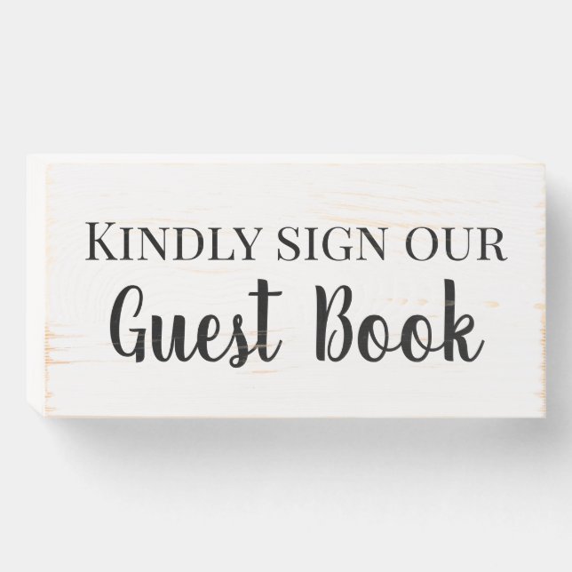 Wedding Ceremony Guest Book Table Sign Wooden (Front Horizontal)