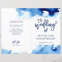 WEDDING CEREMONY hand lettered blue watercolor