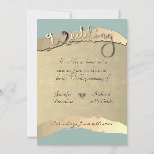 Wedding Ceremony Invitation Golden Veiled Floral