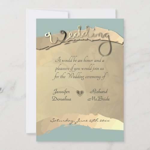 Wedding Ceremony Invitation Golden Veiled Portrait